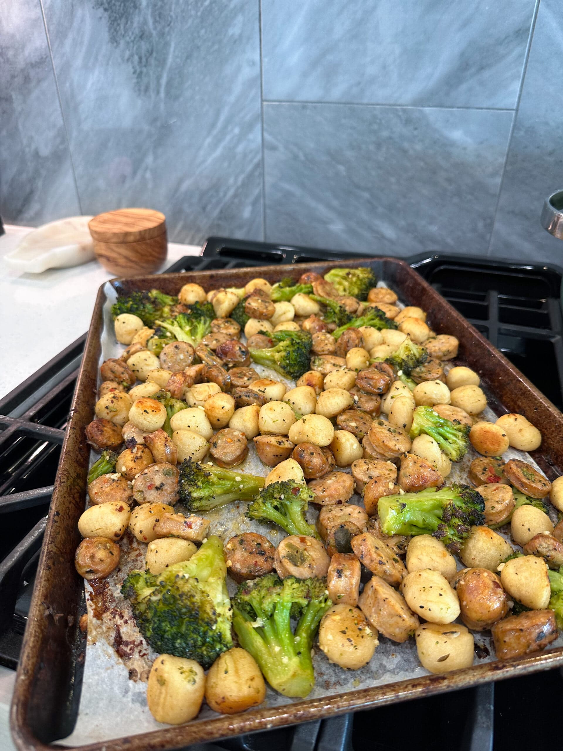 Sheet Pan Sausage & Broccoli with Gnocchi